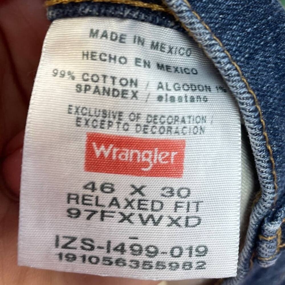 Wrangler Mens 46 X 30 Cotton Blend Relaxed Fit Med Wash Denim Blue Jeans - Picture 5 of 5